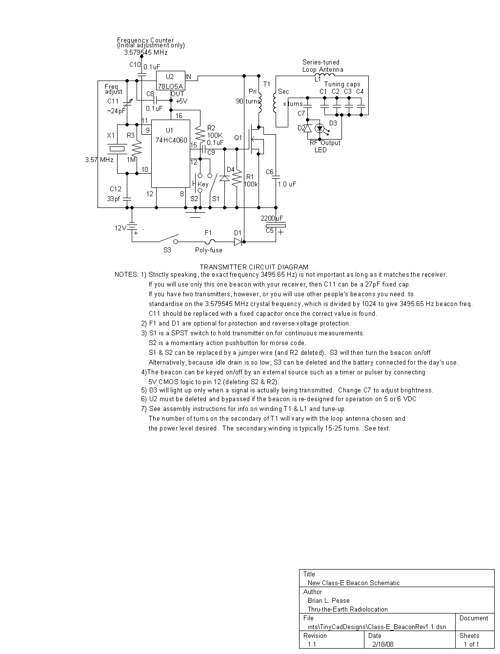 Class-E Beacon Schematic